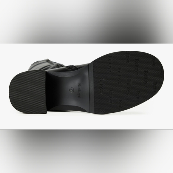 Knee High Boots Women Round Toe Chunky Block Heeled Boots Side Zipper - Picture 4 of 10